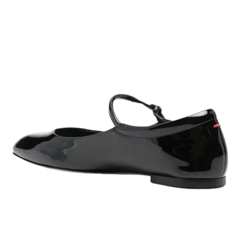 Aeyde Uma Mary Jane Black Patent Leather Flats EU 39 US 8 Made in Italy
